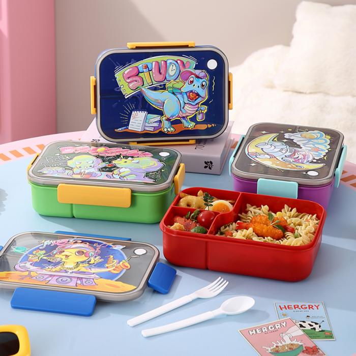 卡通透明蓋分格飯盒14