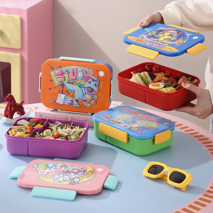 卡通實(shí)色蓋分格飯盒14